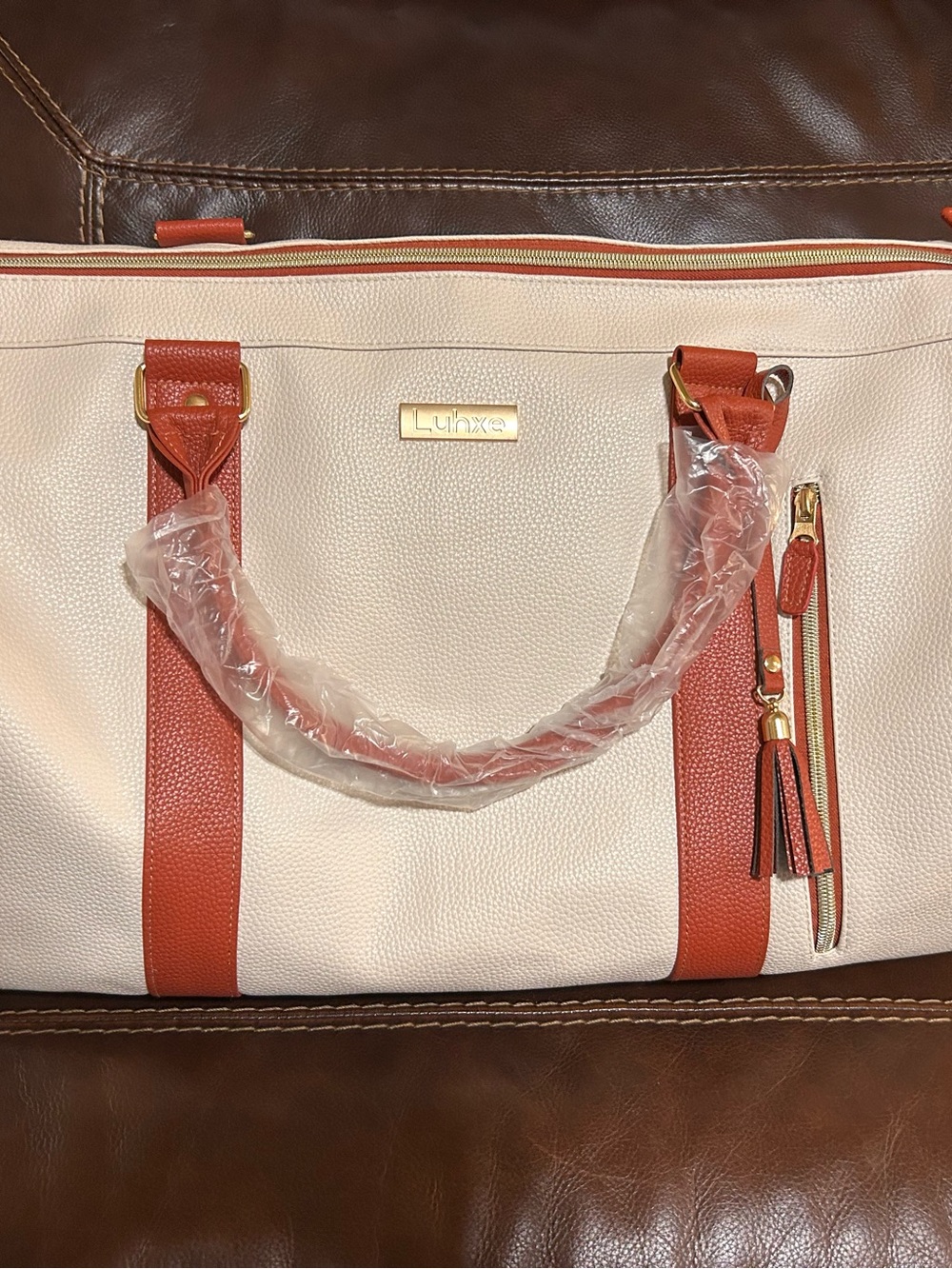 Luhxe Cream and Rust Travel Bag